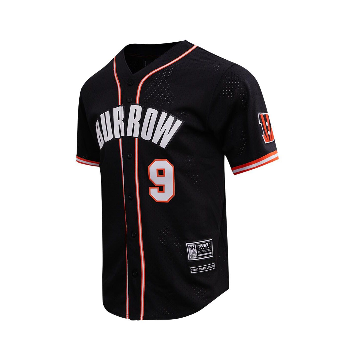 Мужская рубашка Pro Standard Joe Burrow Black Cincinnati Bengals Baseball Button-Up — фото 4