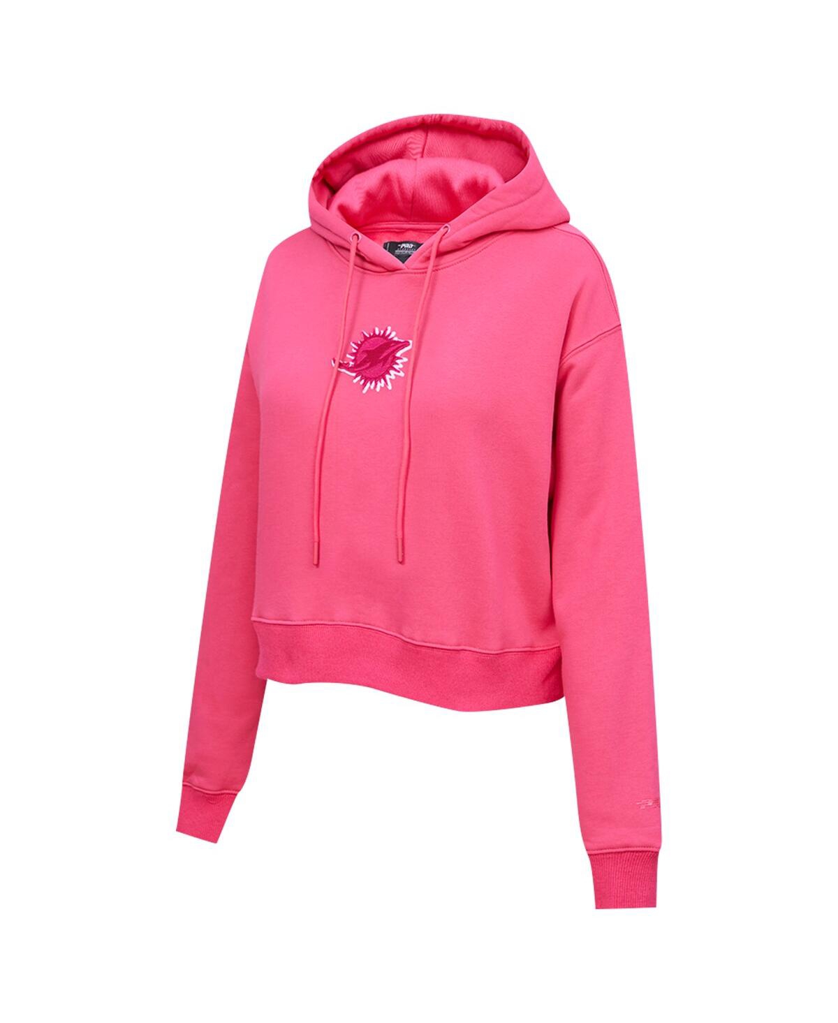 Pro Standard Women's Pink Miami Dolphins Triple Pink Cropped Fleece Pullover Hoodie In Pink