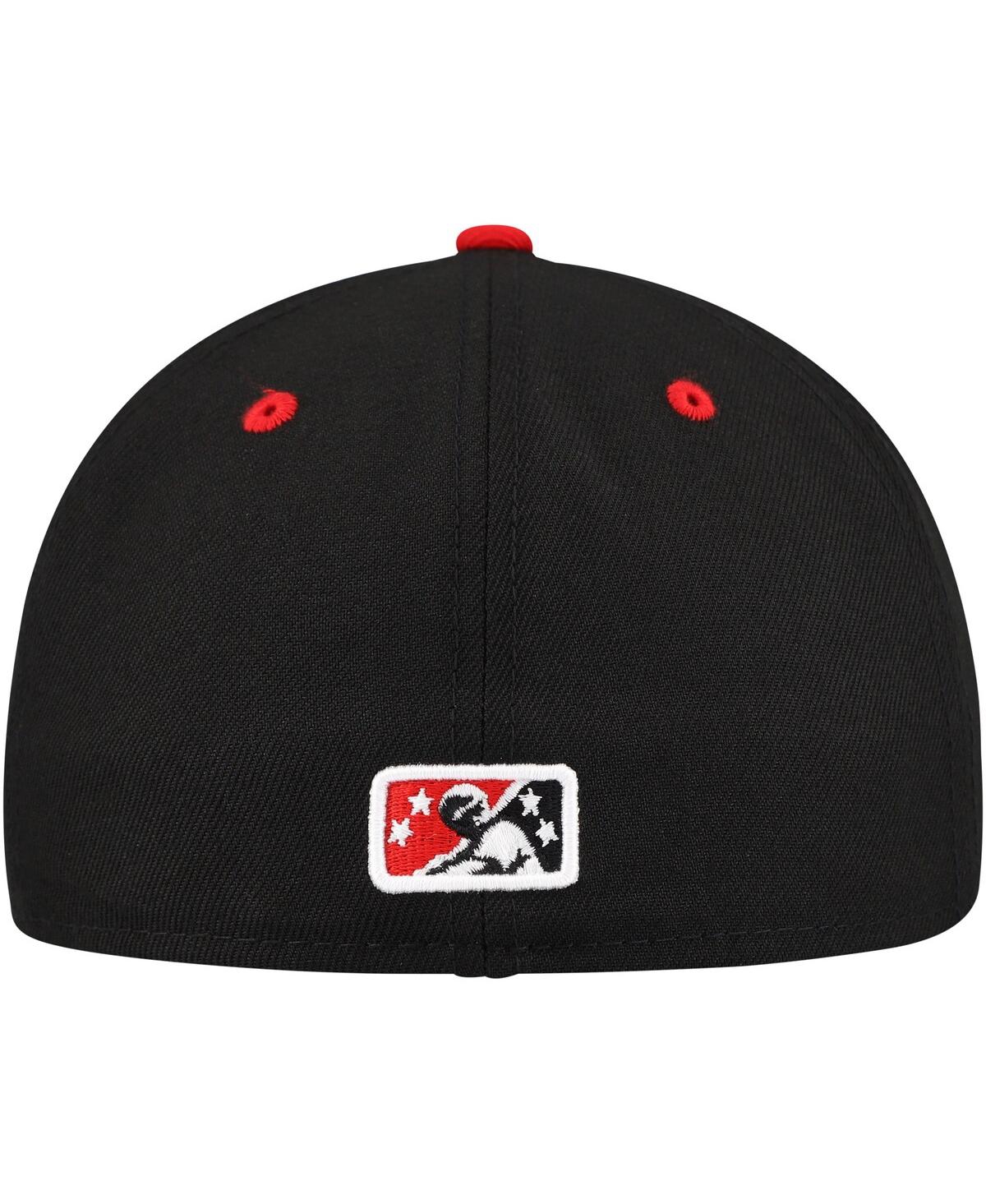 New Era Men'sRed Lansing Lugnuts Authentic Collection 59FIFTY Fitted Hat - Black, Red