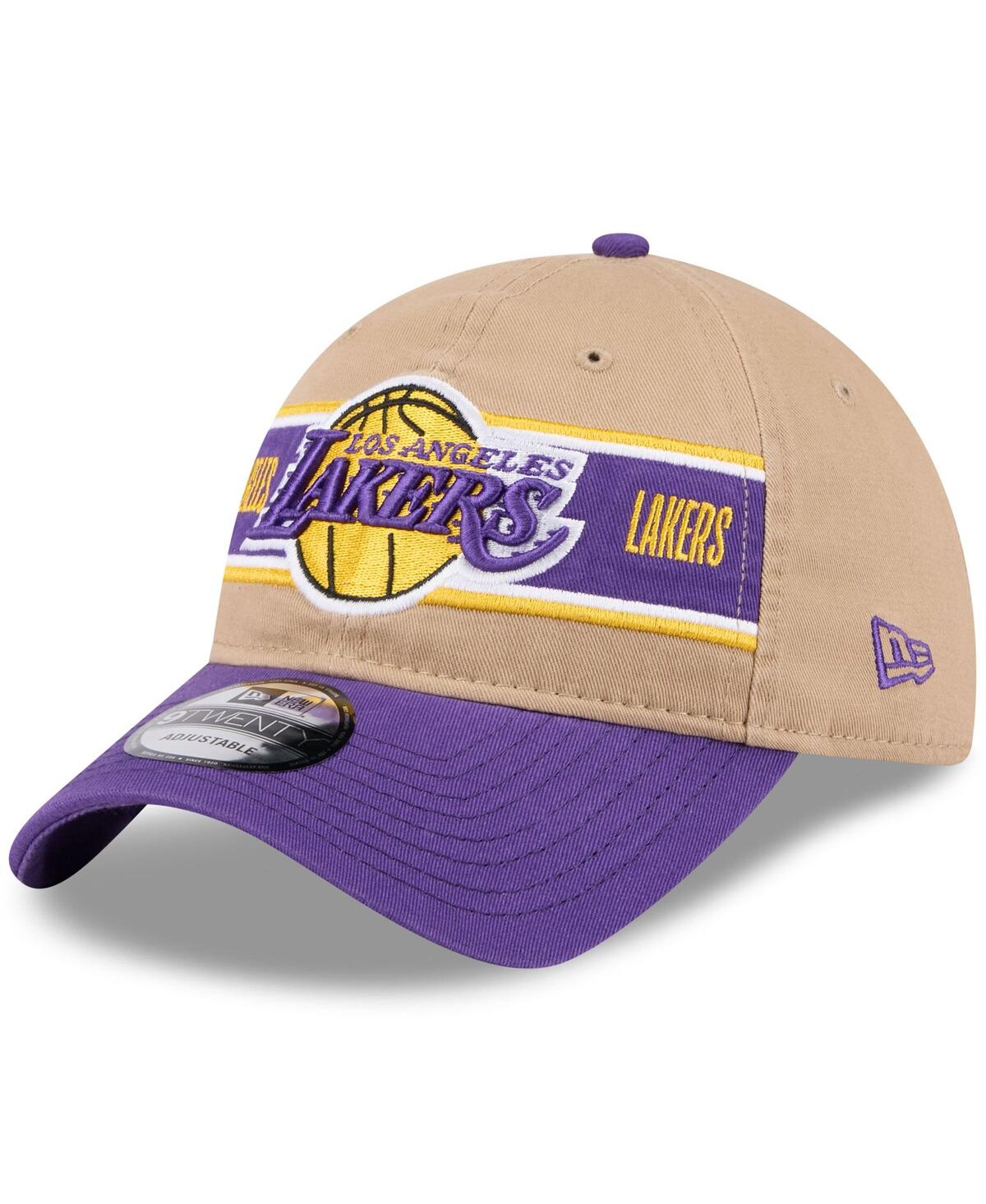 New Era Men's Tan/purple Los Angeles Lakers 2024 Nba Draft 9twenty Adjustable Hat In Tan Purple
