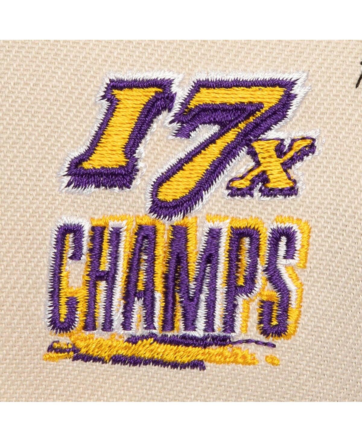 Mitchell & Ness Men's Cream/purple Los Angeles Lakers 17x Nba Champions Soul Legacy Defined Snapback Hat In Cream Purp