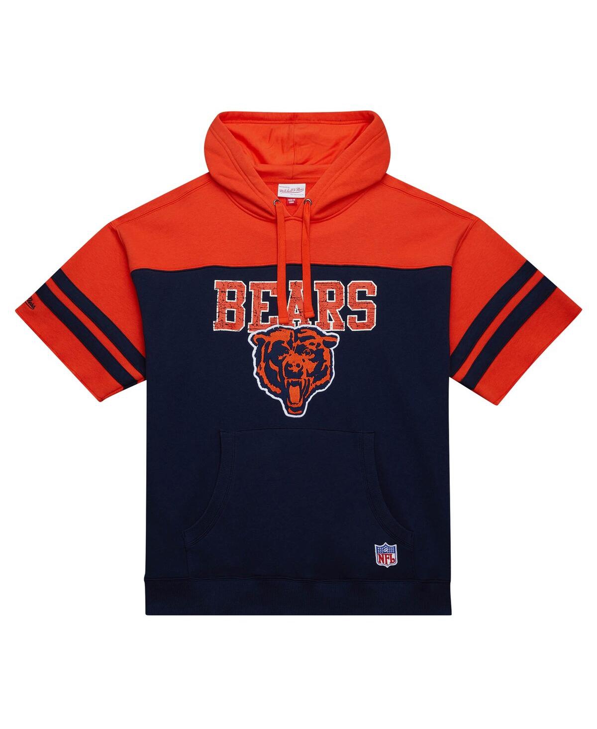 Mitchell & Ness Men's Navy Chicago Bears Off Field Vintage-like Logo Short Sleeve Pullover Hoodie In Navy