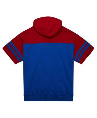 Men's Royal New York Giants Off Field vintage-like Logo Short Sleeve Pullover Hoodie