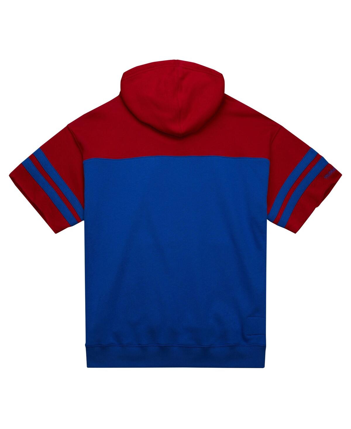 Mitchell & Ness Men's Royal New York Giants Off Field Vintage-like Logo Short Sleeve Pullover Hoodie In Royal
