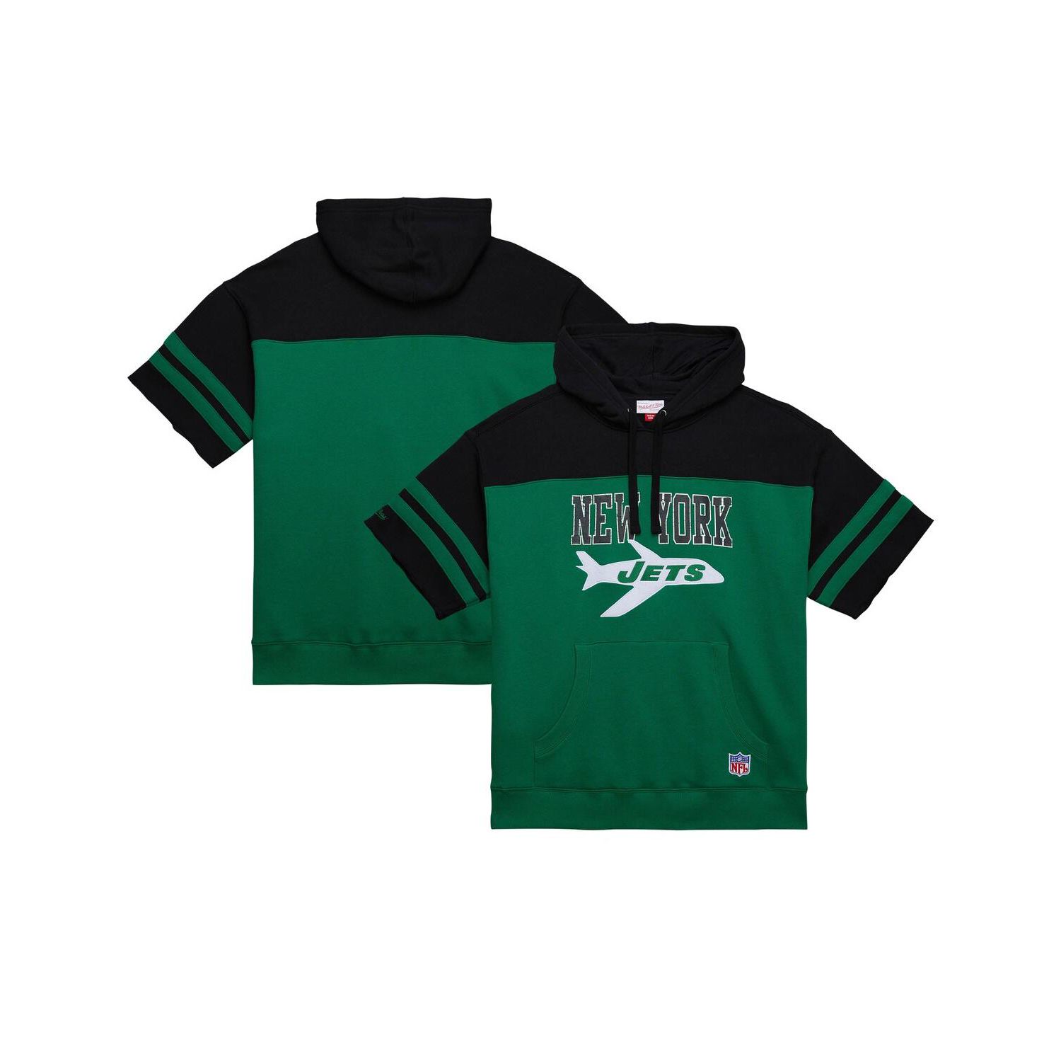 Men's Kelly-Green New York Jets Off Field Vintage-like Logo Short Sleeve Pullover Hoodie