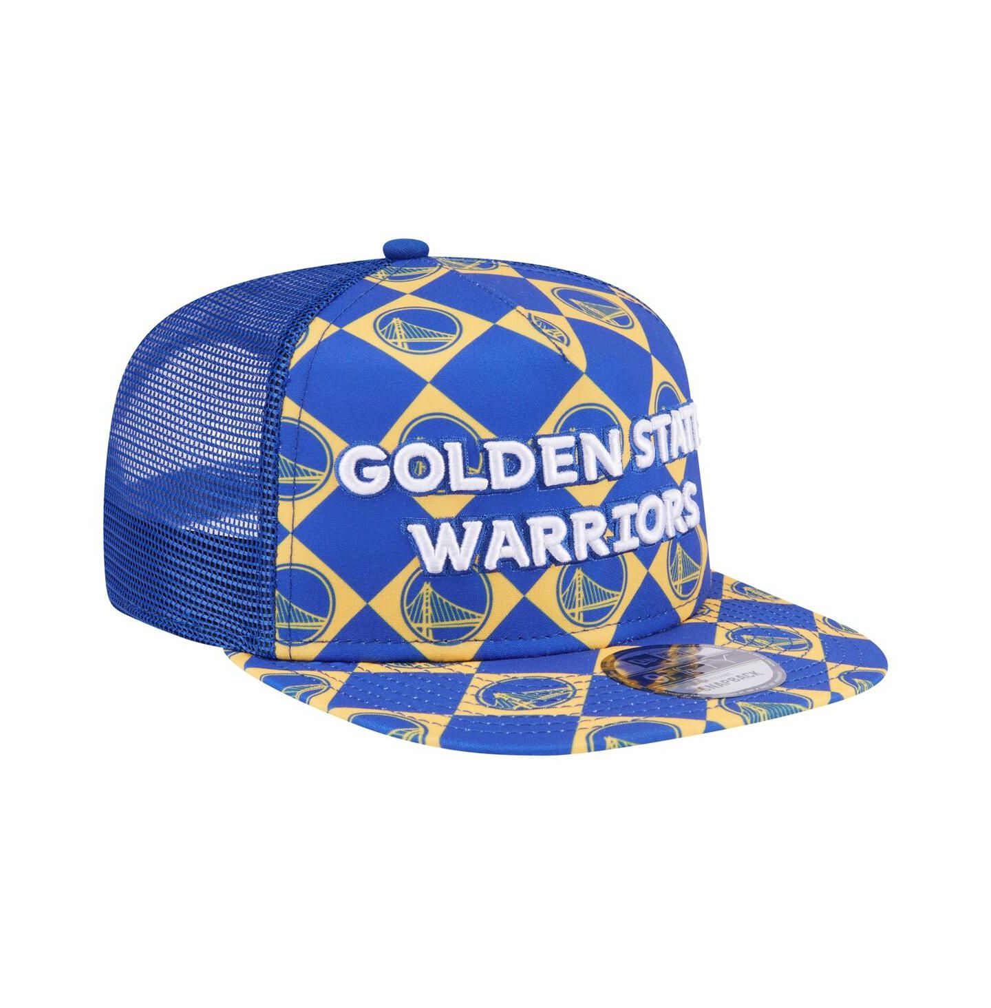 Мужская кепка New Era Royal Golden State Warriors Seeing Diamonds A-Frame Trucker 9FIFTY Snapback Hat — фото 3