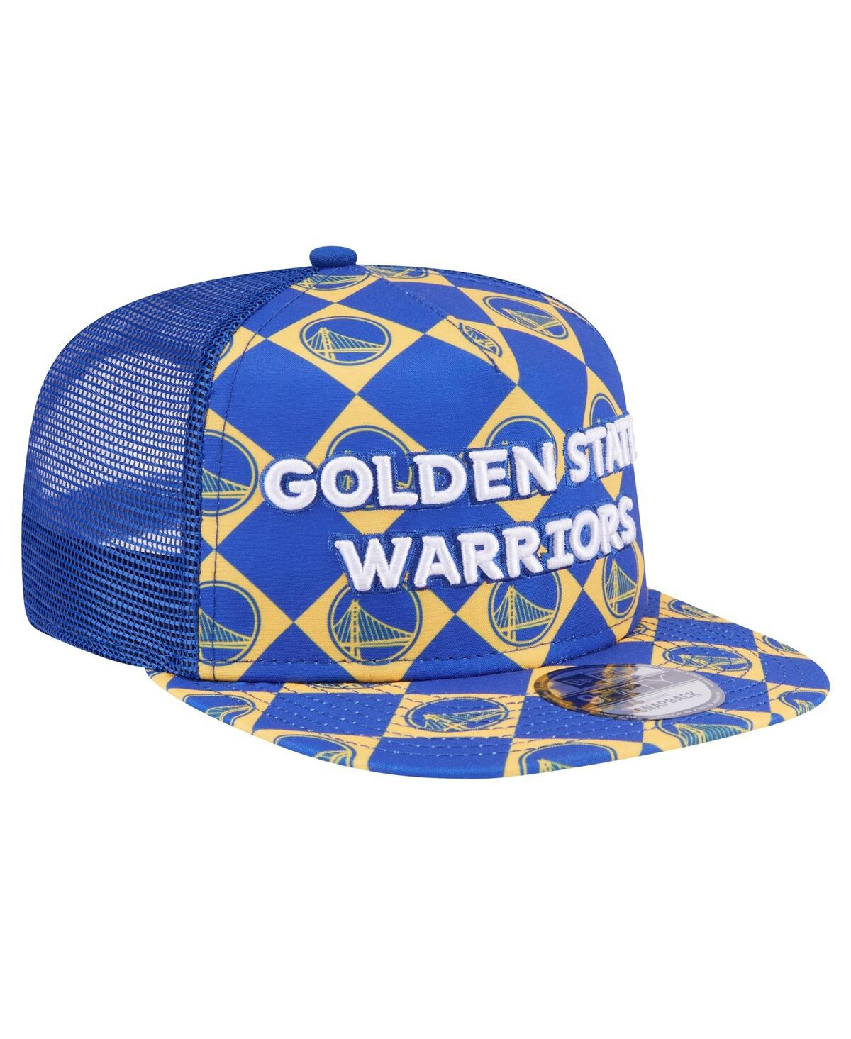 New Era Men's Royal Golden State Warriors Seeing Diamonds A-frame Trucker 9fifty Snapback Hat In Royal