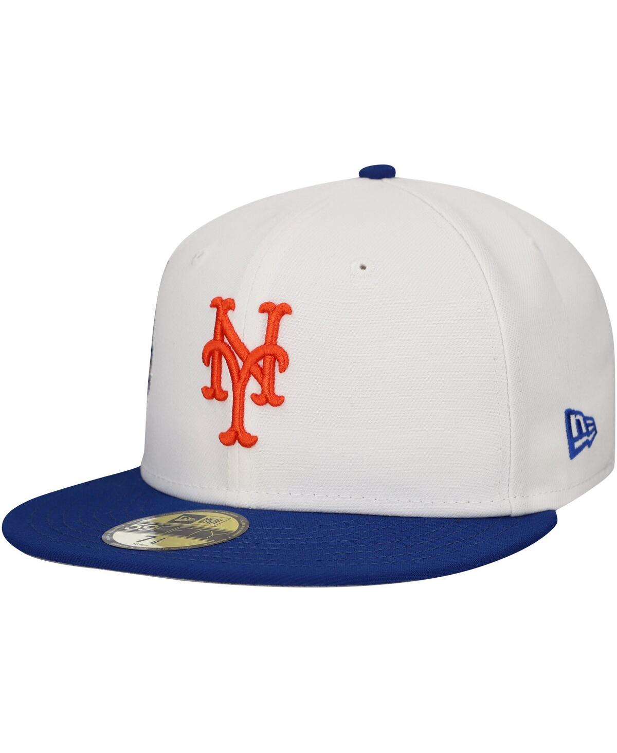New Era Men'sRoyal New York Mets Major Sidepatch 59FIFTY Fitted Hat - White, Royal
