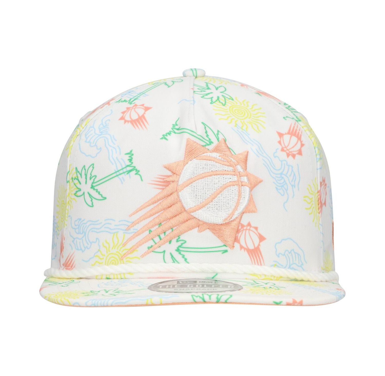 Men's White Phoenix Suns Palm Trees and Waves Golfer Adjustable Hat