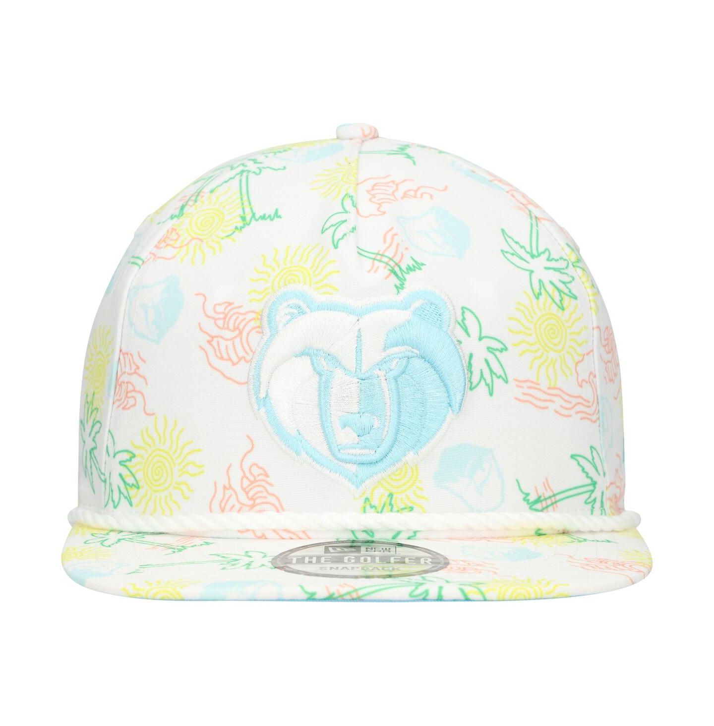 Мужская кепка New Era White Memphis Grizzlies Palm Trees and Waves Golfer Adjustable Hat — фото 2