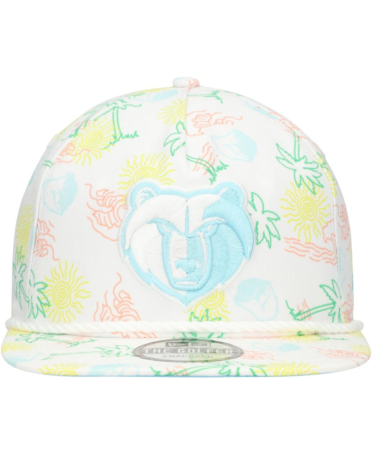 New Era Men's White Memphis Grizzlies Palm Trees And Waves Golfer Adjustable Hat In White