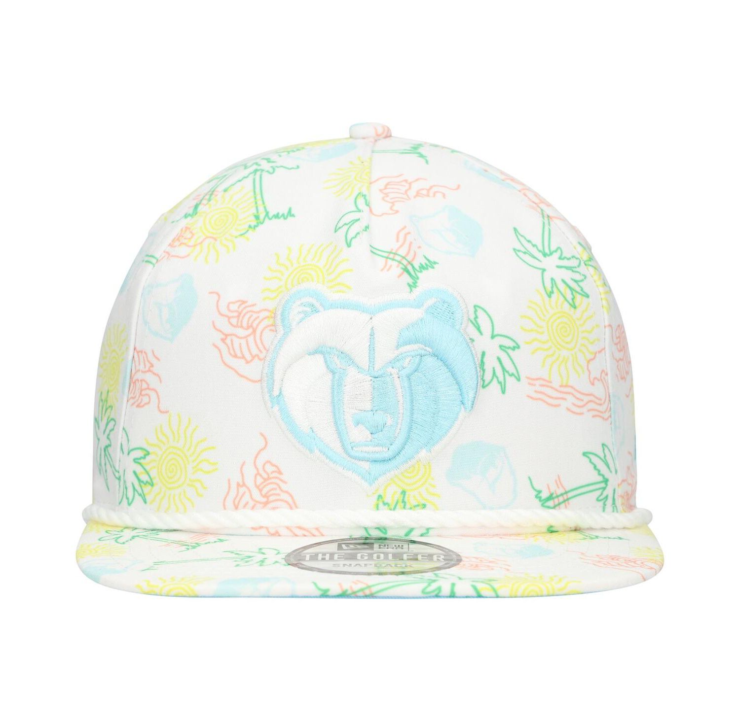 Men's White Memphis Grizzlies Palm Trees and Waves Golfer Adjustable Hat