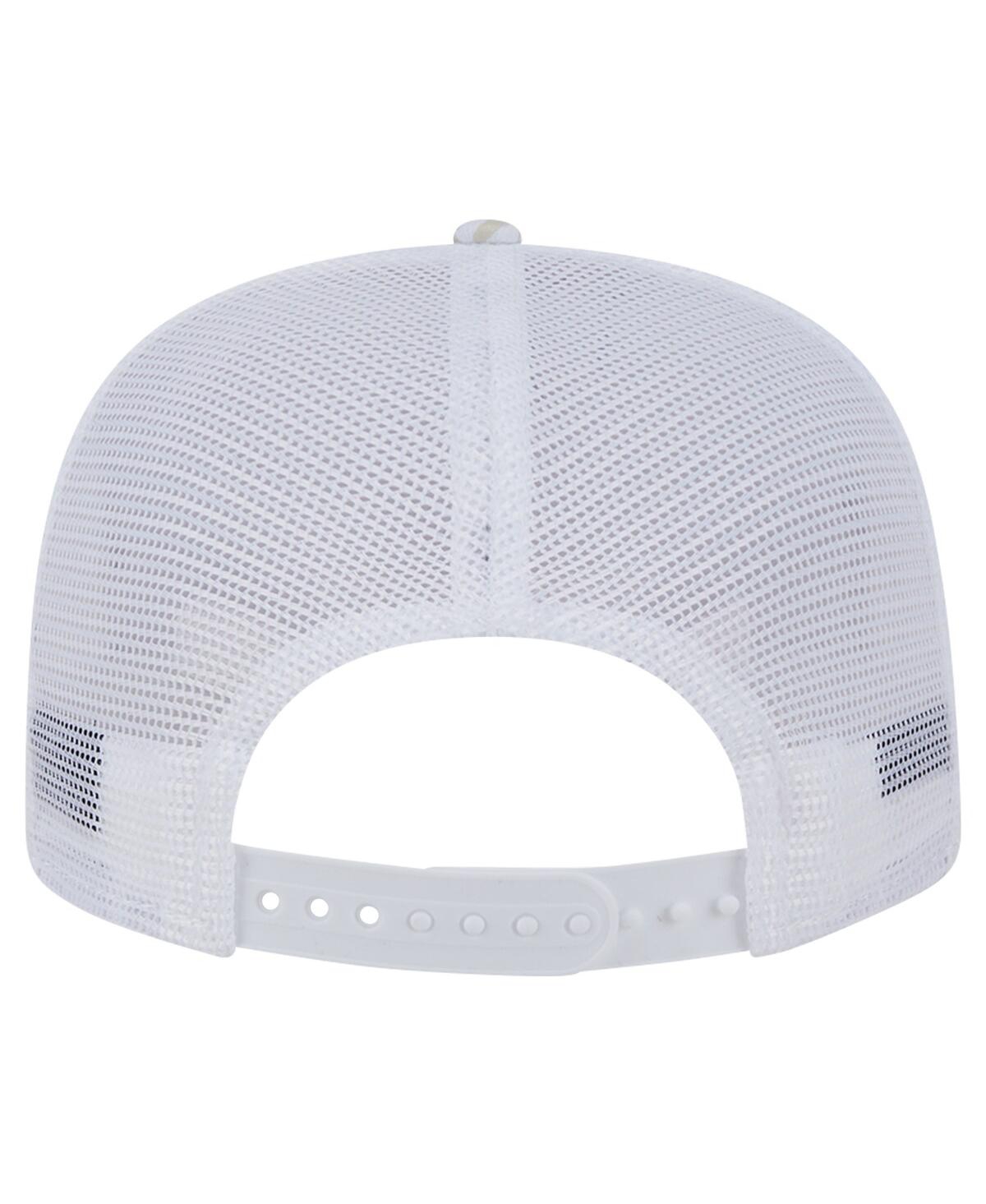 New Era Men's White Oakland Athletics Logo Dunes A-frame Trucker 9fifty Snapback Hat In White