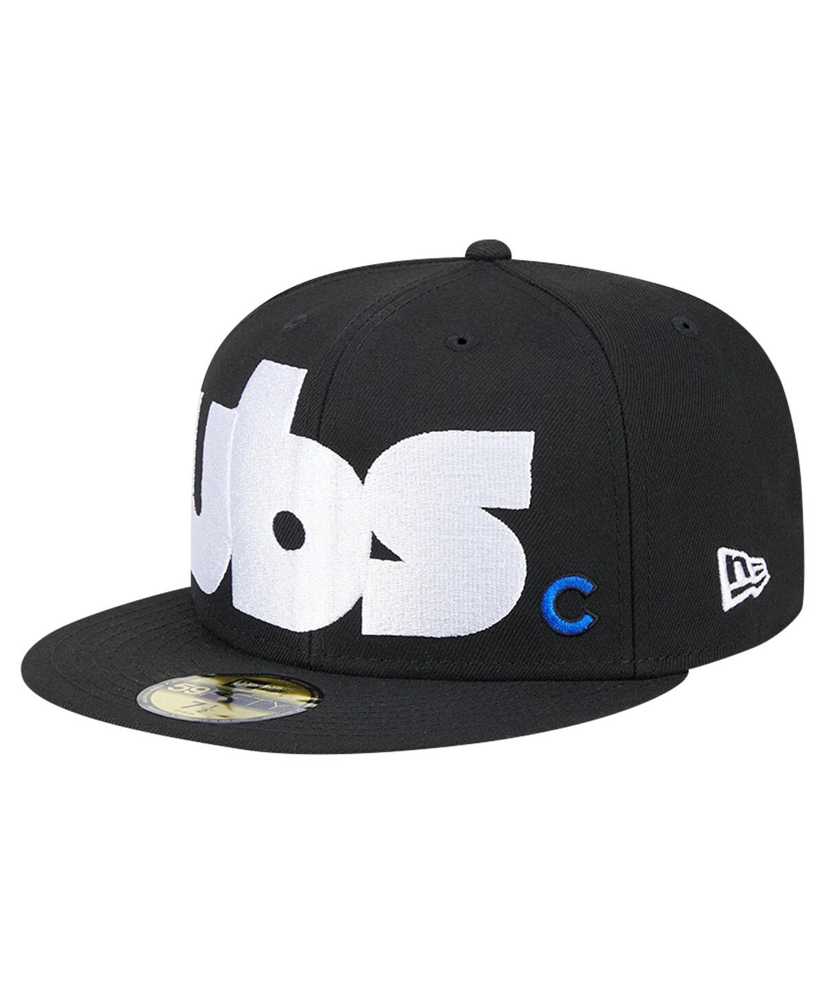 New Era Men'sChicago Cubs Checkered Undervisor 59FIFTY Fitted Hat - Black