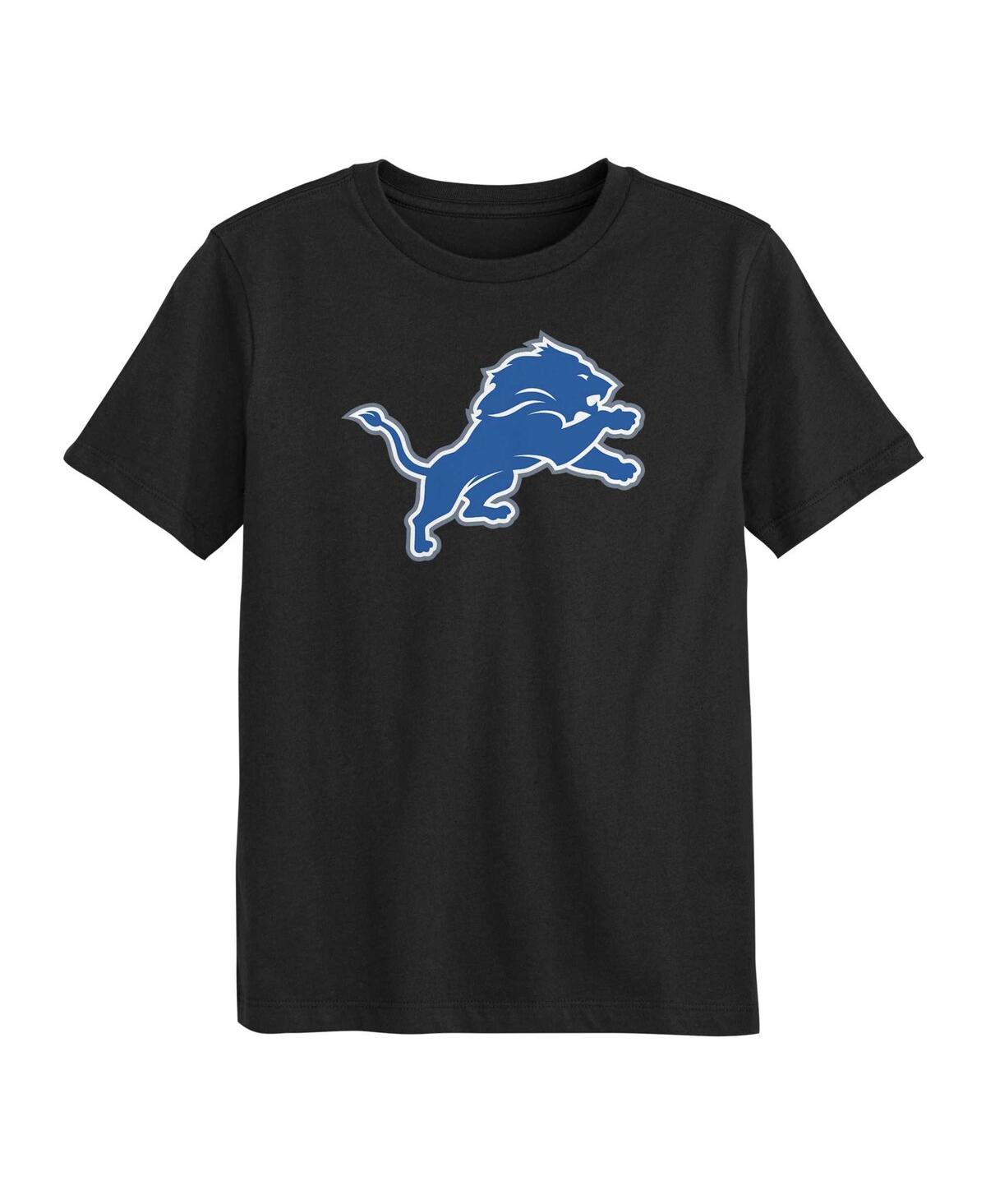 Outerstuff Big Boys And Girls Black Detroit Lions Primary Logo T-shirt In Black