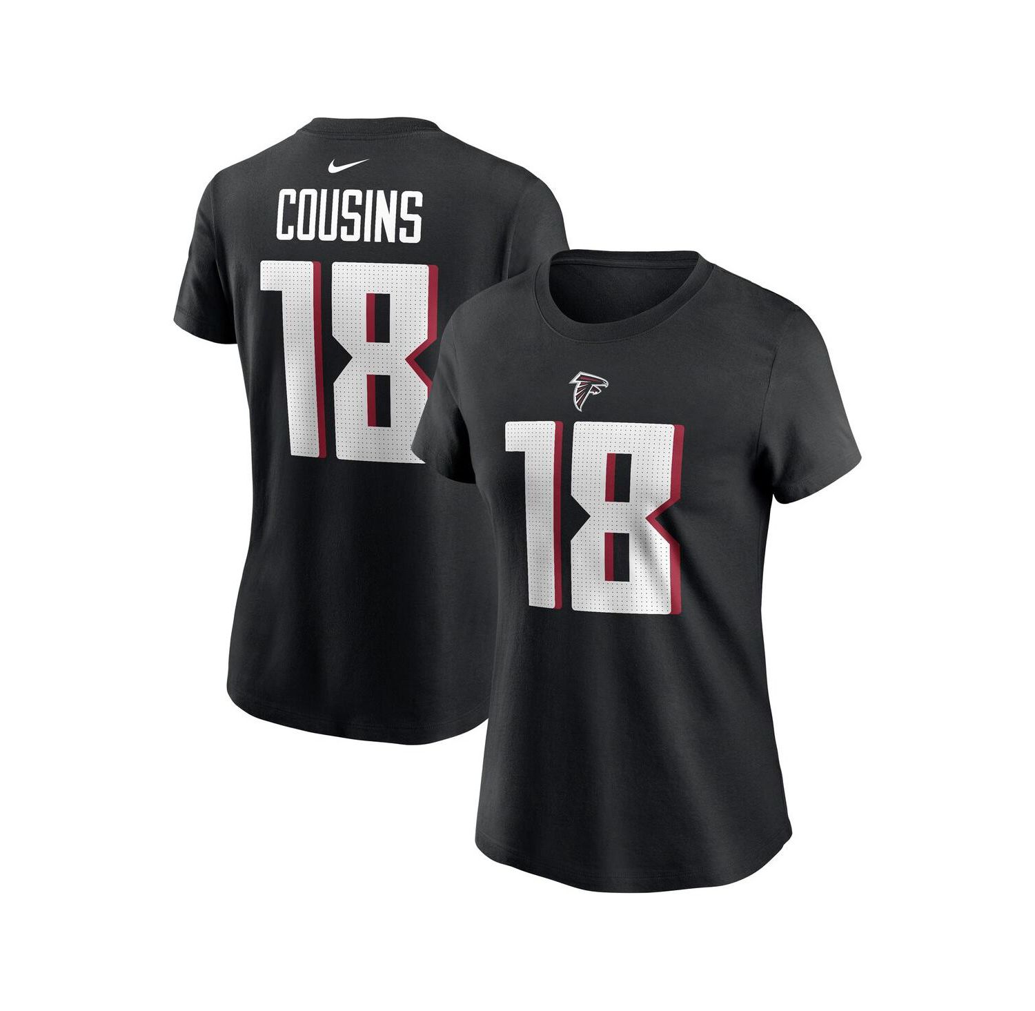 Women's Kirk Cousins Black Atlanta Falcons Player Name & Number T-Shirt