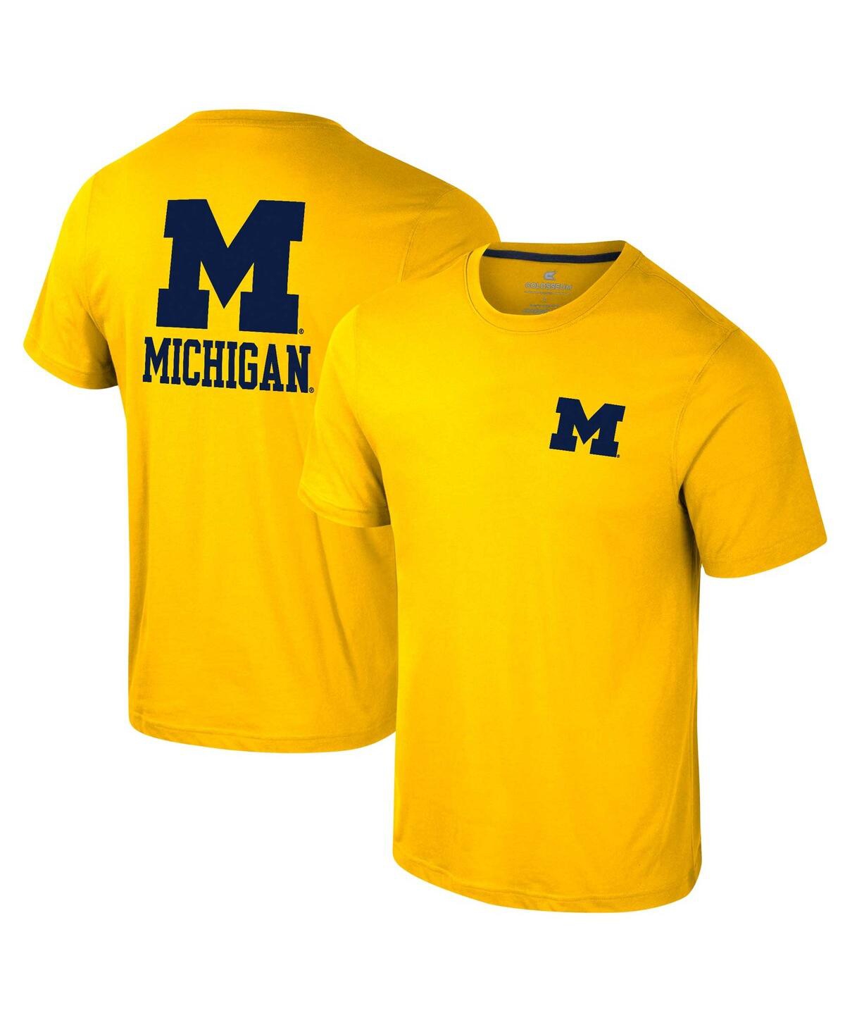 Colosseum Men's Maize Michigan Wolverines Logo Lockup 2-hit Active Blend T-shirt In Maize