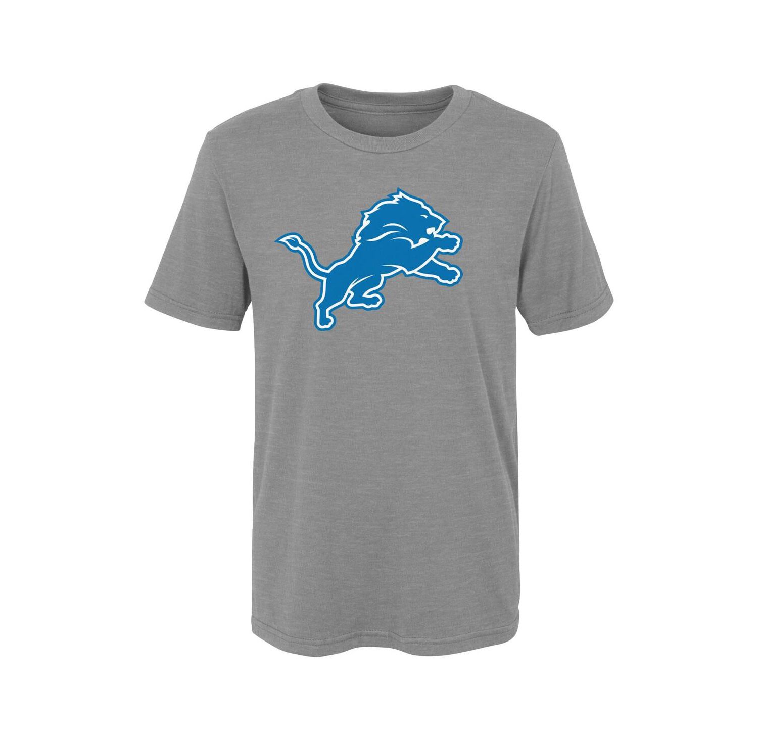 Big Boys and Girls Gray Detroit Lions Primary Logo T-Shirt