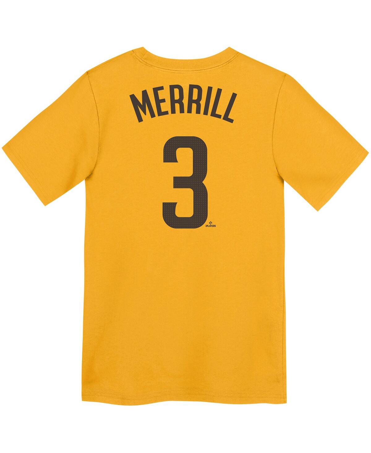 Nike Preschool Jackson MerrillSan Diego Padres Player Name Number T-Shirt - Gold