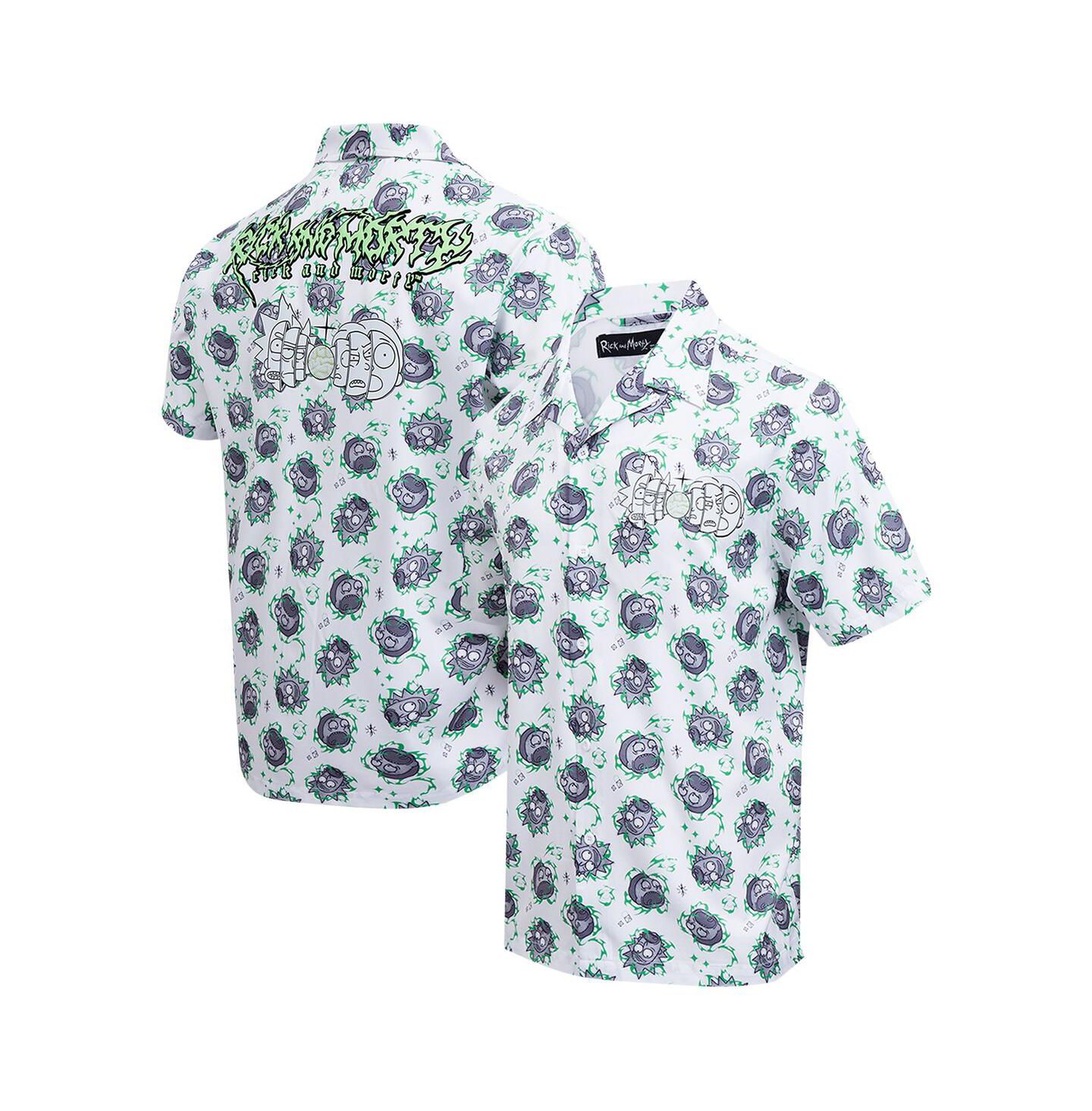 Мужская рубашка Freeze Max White Rick and Morty 90's Rave Rickvival Showing Brain Button-Up — фото 1
