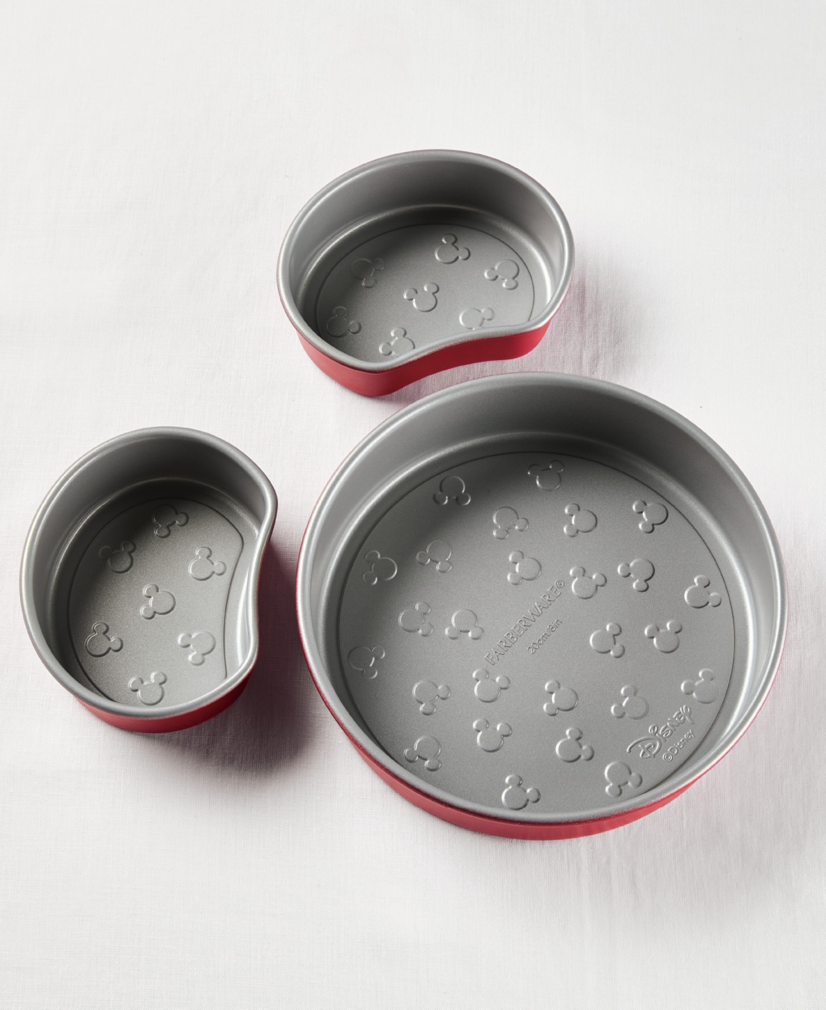 Farberware Disney Bake With Mickey Mouse 3pc Nonstick Mickey Head Cake Pan Set In Red