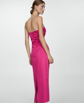 MANGO Women's Draped Strapless Dress