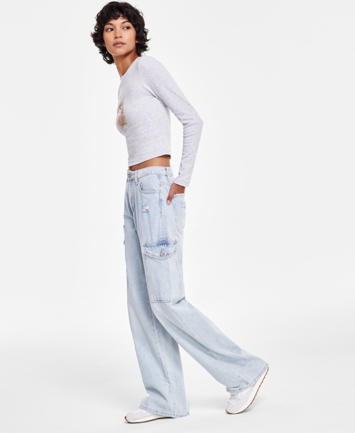 Indigo Rein Juniors' 90s Skater Flare-Leg Utility Jeans