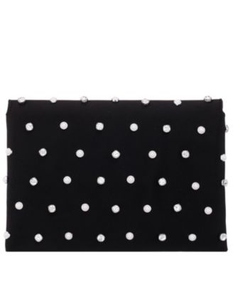 Imitation Pearl/Crystal Adorned Square Envelope Clutch