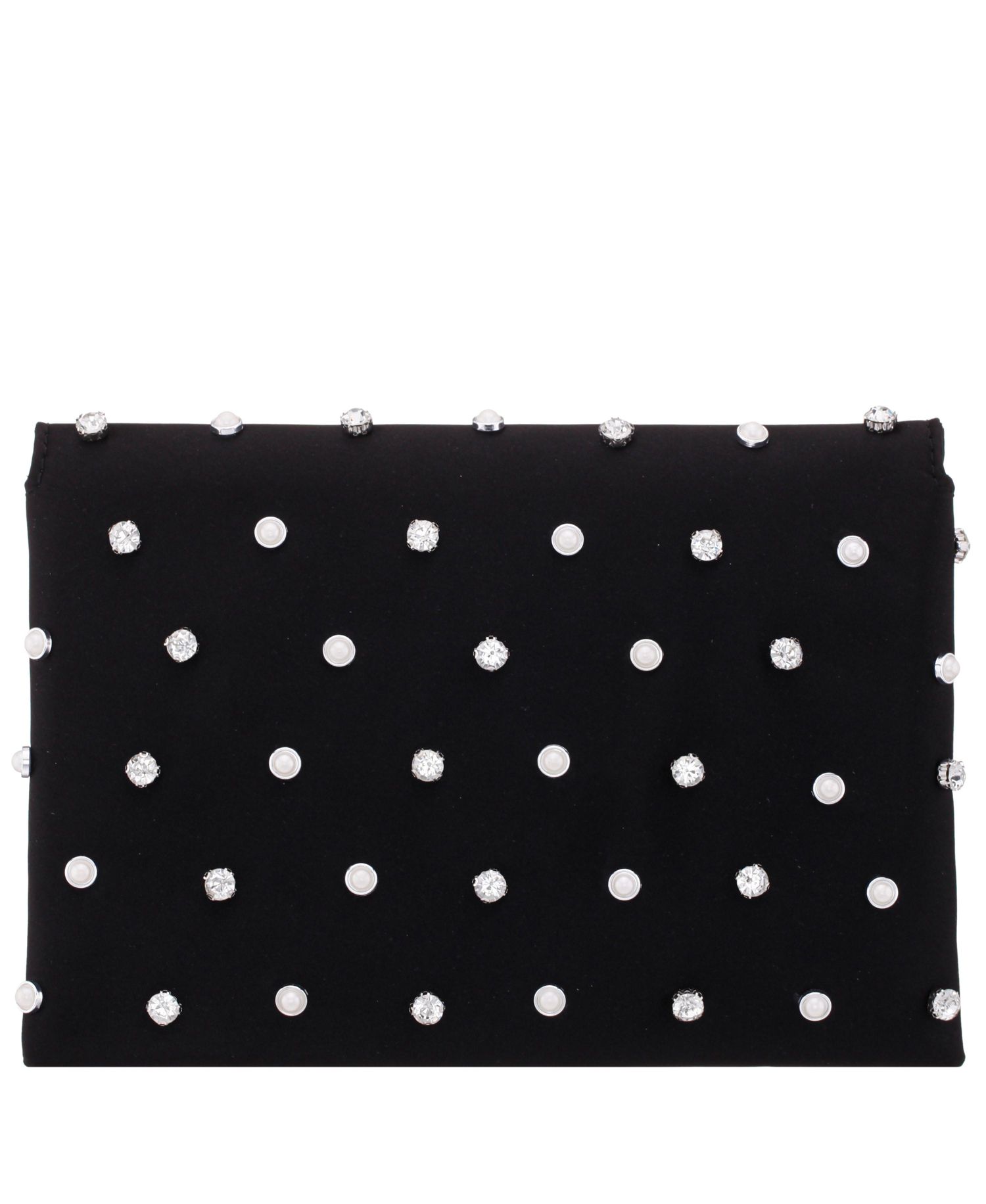 Imitation Pearl/Crystal Adorned Square Envelope Clutch