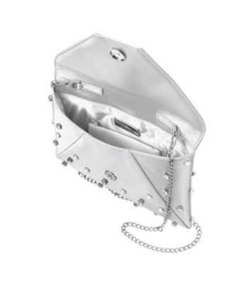 Imitation Pearl/Crystal Adorned Square Envelope Clutch
