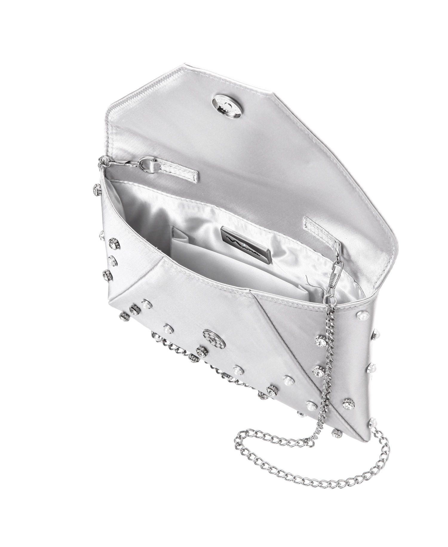 Imitation Pearl/Crystal Adorned Square Envelope Clutch