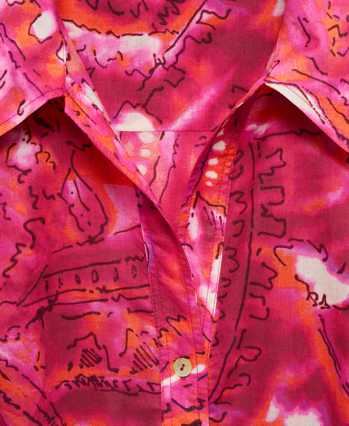 Mango Printed Shirt Jumpsuit Fuchsia In Fuchsia