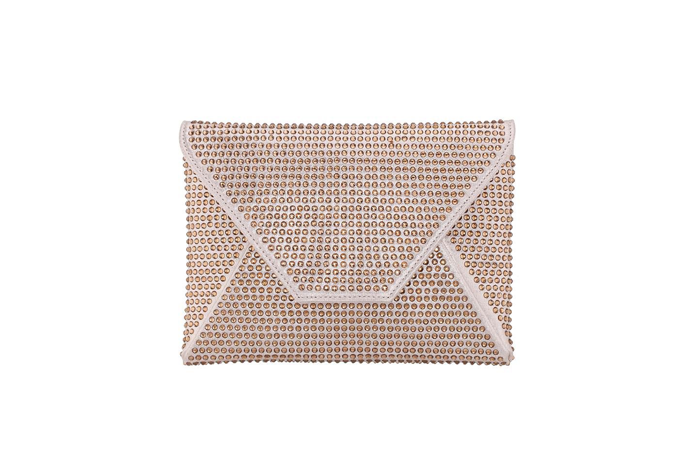 Женский клатч Nina Crystal Encrusted Square Envelope Clutch, цвет: Золотой — фото 1