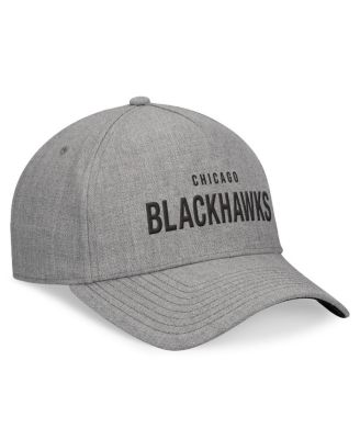 Men's Heather Gray Chicago Blackhawks Elements A-Frame Leather Strapback Hat