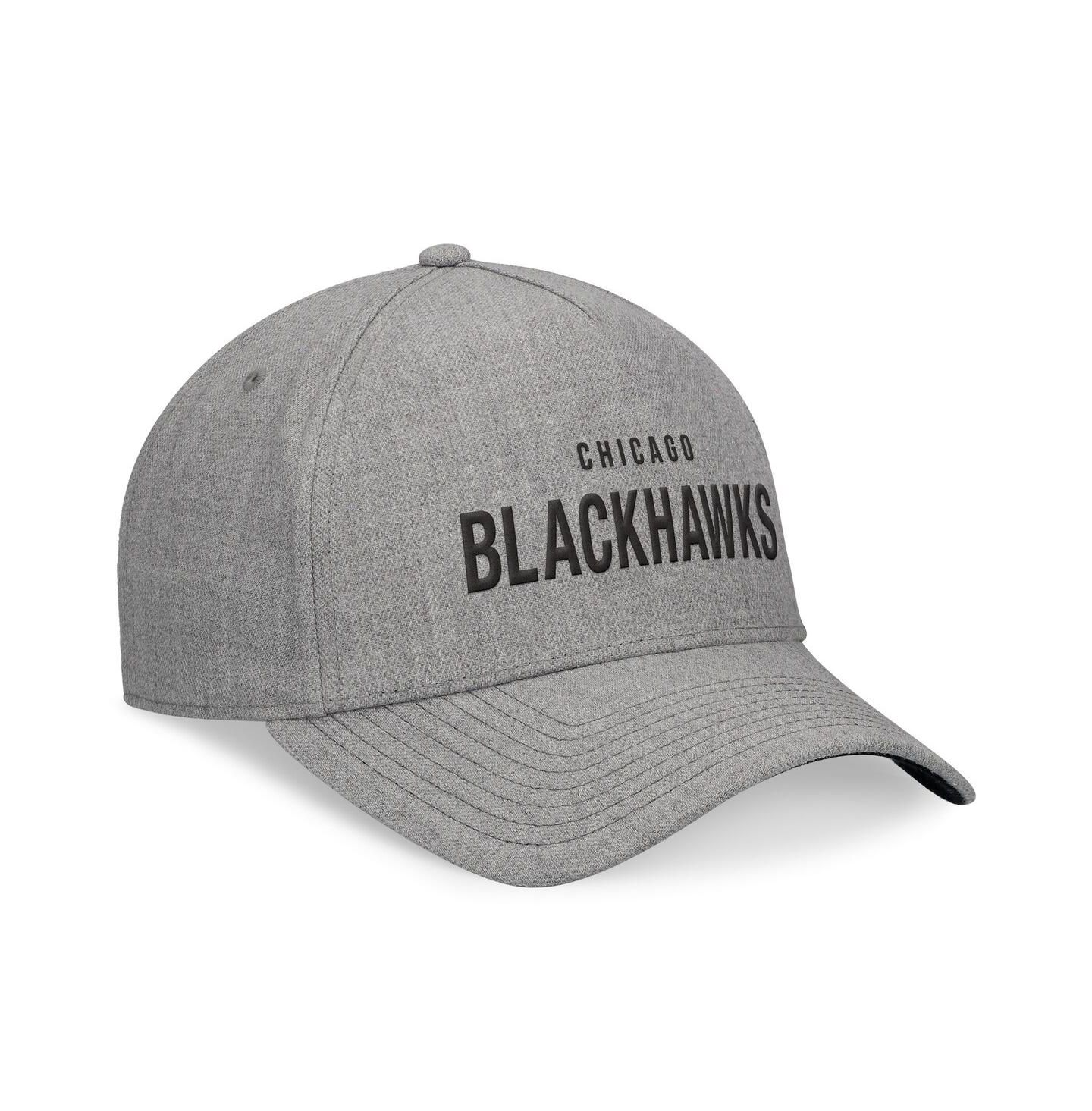 Мужской головной убор Fanatics Heather Gray Chicago Blackhawks Elements A-Frame Leather Strapback Hat — фото 3