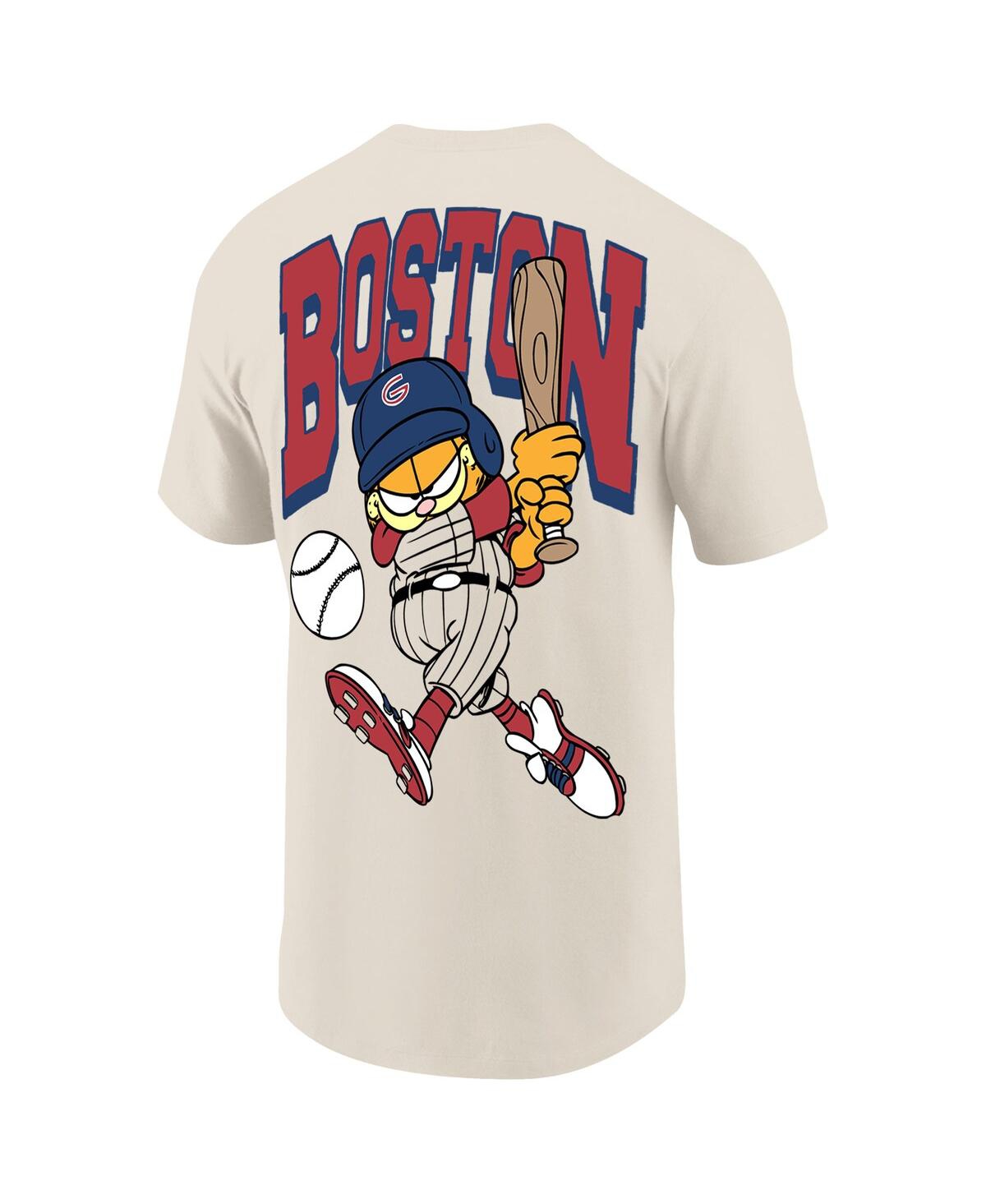 Shop Ripple Junction Men's Cream Garfield Boston Baseball T-shirt In Cream Red