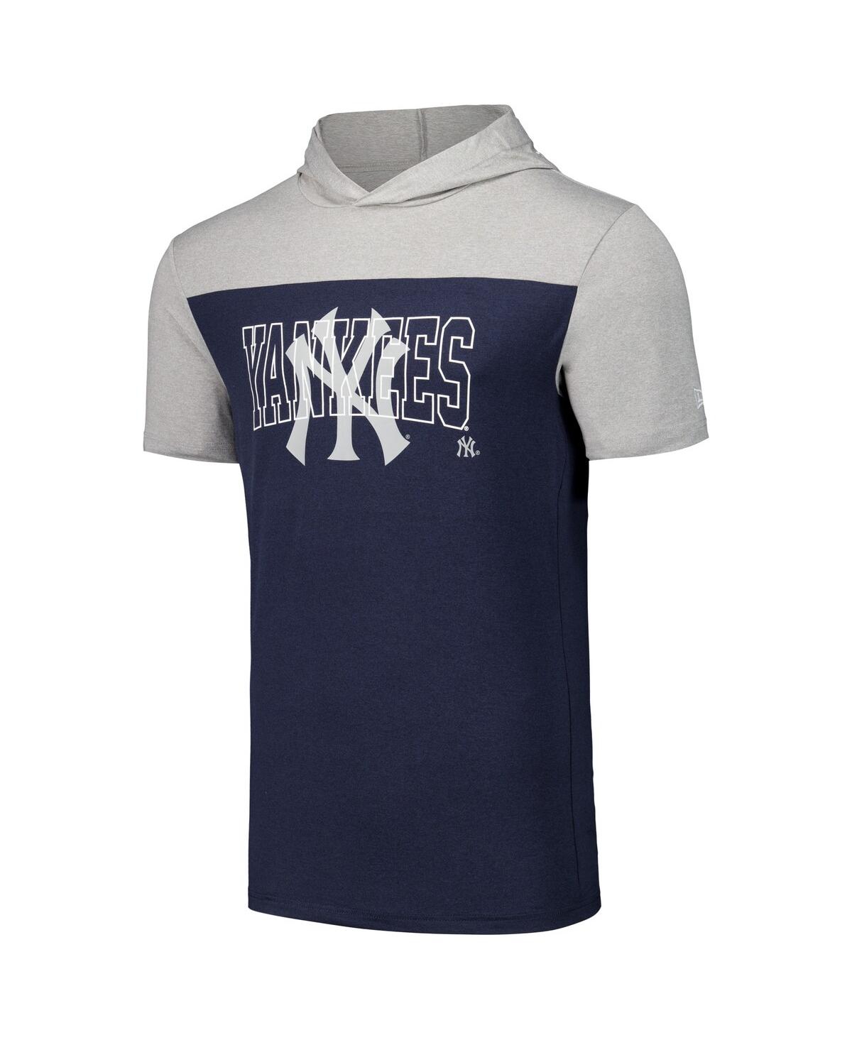 NEW ERA MEN'S NAVY NEW YORK YANKEES ACTIVE BRUSHED HOODIE T-SHIRT 