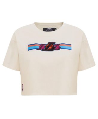 Women's Cream Los Angeles Lakers Retro Striper SJ Cropped Boxy T-Shirt