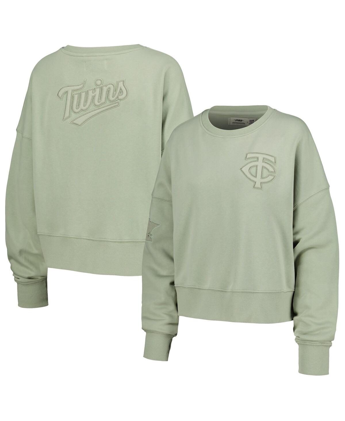 Women's Green Minnesota Twins Neutral Oversized Boxy Cropped Pullover Sweatshirt - Green