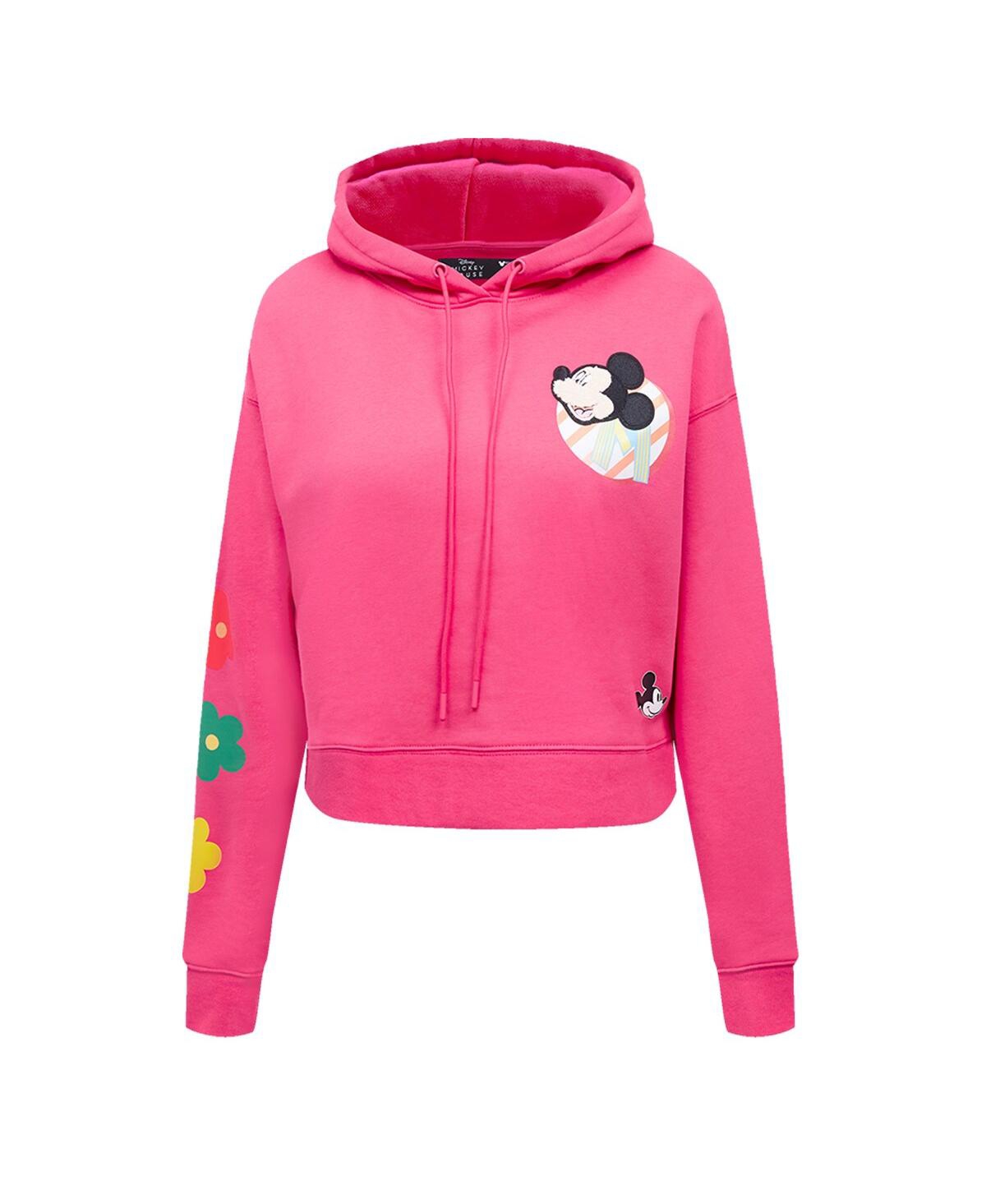 Freeze Max Women's Purple Mickey Friends Oversized Cropped Pullover Hoodie In Pink