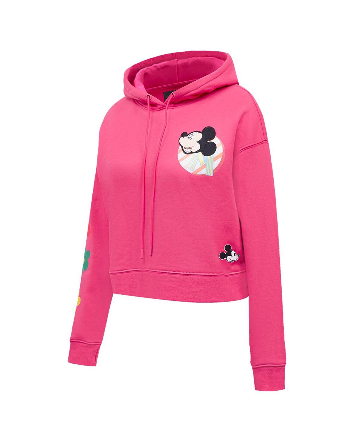 Freeze Max Women's Purple Mickey Friends Oversized Cropped Pullover Hoodie In Pink