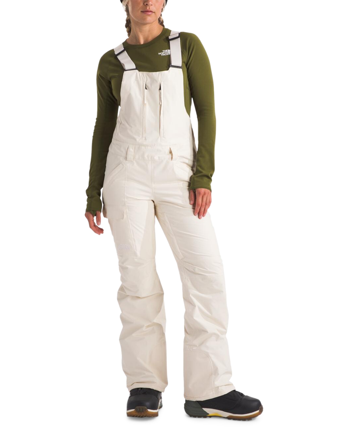 Women's Freedom Printed Bib Overalls - White Dune