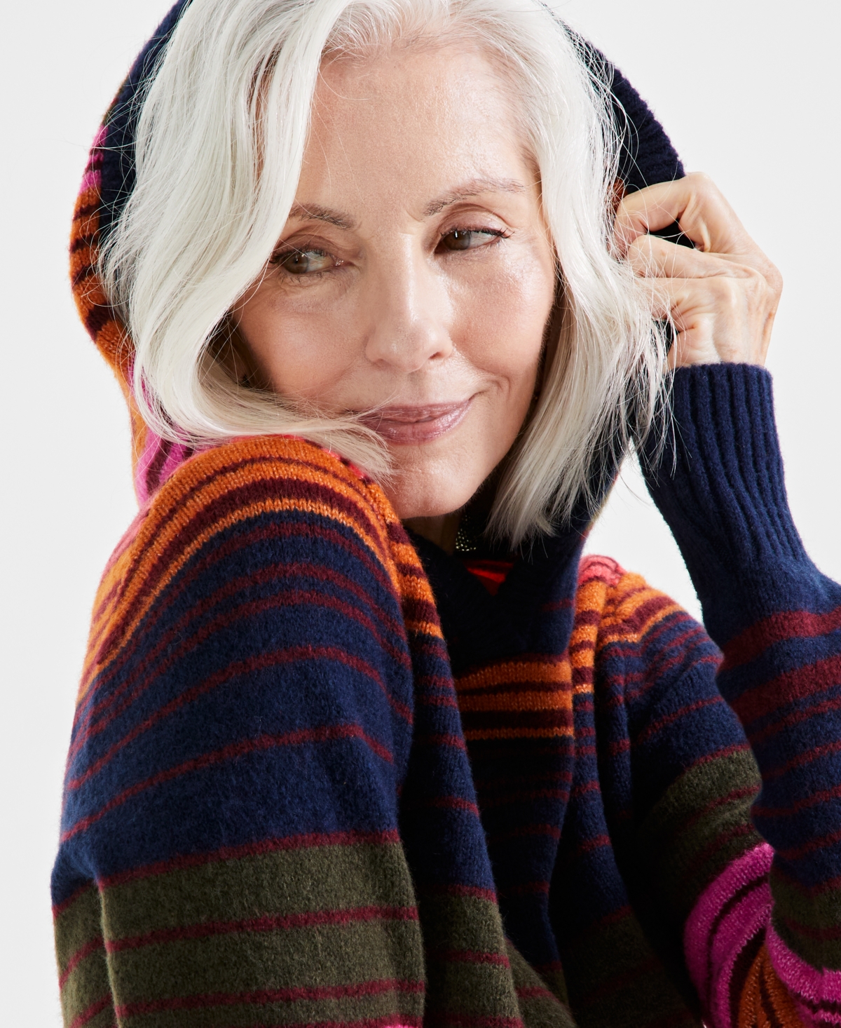 Style & Co Women's Luxe Soft Striped Hooded Sweater, Created for Macy's