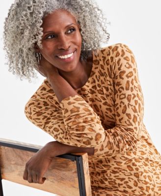 売れ筋商品|||スタイルアンドコー ニット&セーター アウター レディース Women's Fine Gauge Crewneck Long-Sleeve Sweater, Created for Macy's Natural Animal Style & Co Women's Fine Gauge Crewneck Long-Sleeve Sweater