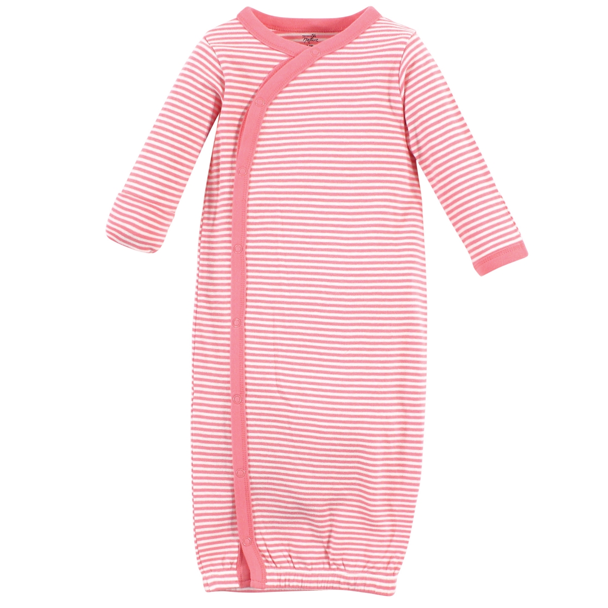 Touched by Nature Baby Girls Baby Organic Cotton Side-Closure Snap Long-Sleeve Gowns 3pk,- Coral garden