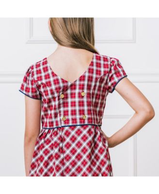 Big Girls Short Sleeve Button Back Schoolgirl Dress