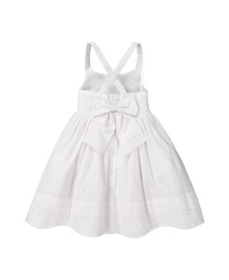 Girls' Sleeveless Special Occasion Sun Dress with Bow Back Detail and Embroidery, Toddler