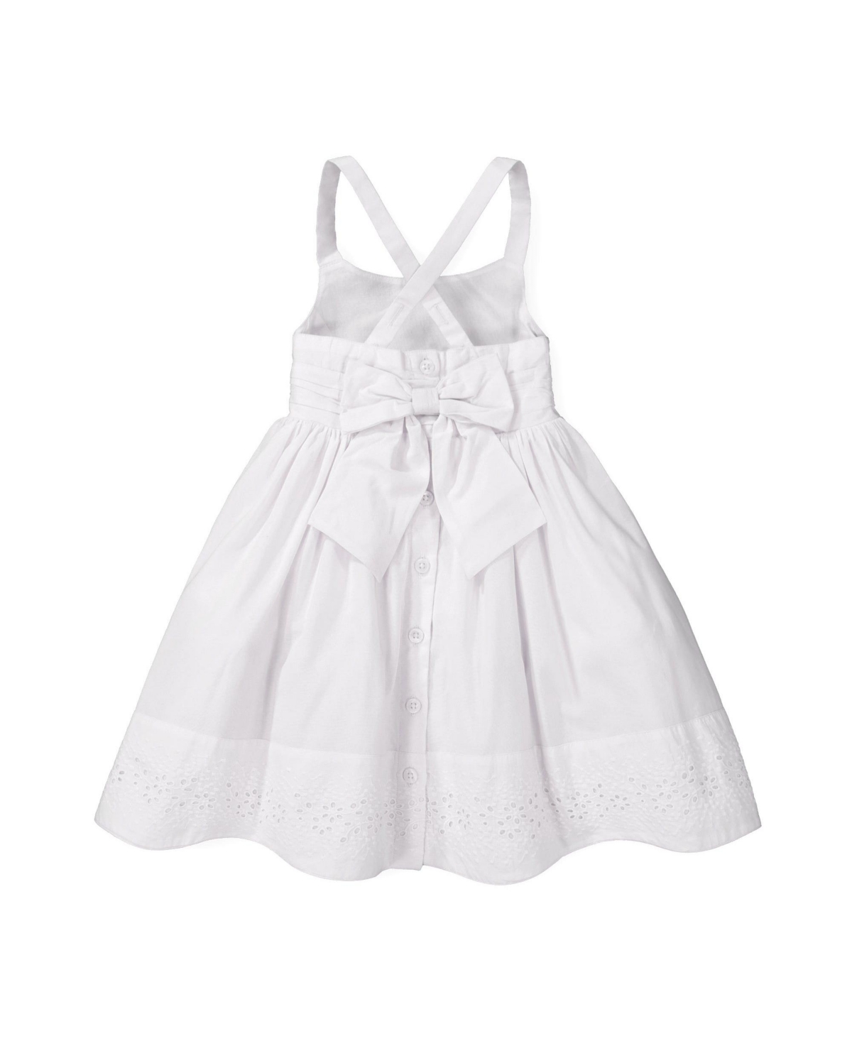 Hope & Henry Girls' Sleeveless Special Occasion Sun Dress with Bow Back Detail and Embroidery, Toddler