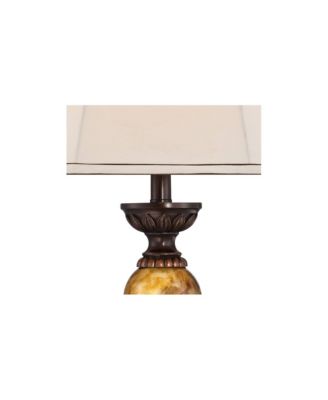 Mulholland Traditional Vintage like Table Lamp with Tabletop Dimmer 30" Tall Bronze Golden Marbleized Off White Shade for Living Room Bedroom House Bedside Nightstand Office Home - Kathy Ireland