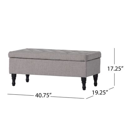 Logan Tufted Storage Ottoman With Grey Fabric